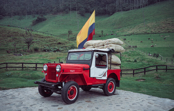 Jeep Willys traditional car in the coffee culture of Colombia