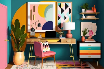 Vibrant and Colorful Bohemian-Style Home Office Decor