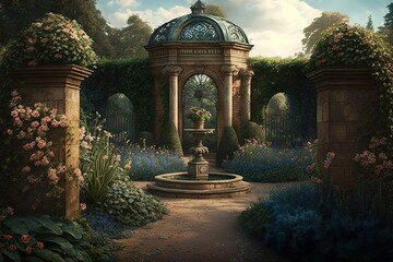 Obraz premium An Afternoon Adventure with Glorious Gardens Galore Generative AI