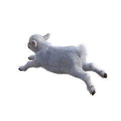 Goat baby character on transparent background. 3d rendering illustration for collage, clipart, composting, pose.