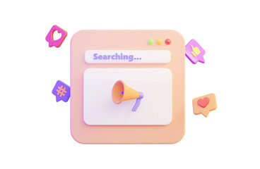 user interface megaphone icon with emoji on transparent background 3d render concept for marketing