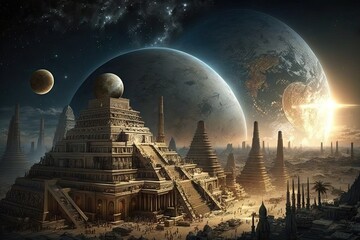 Enchanting Sight of an Ancient Metropolis - Where Sky Earth Unite Generative AI