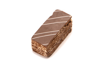 Chocolate cake isolated on a white background.