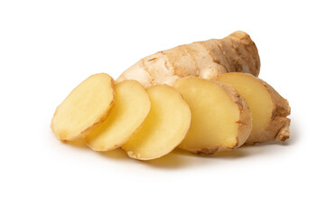 Ginger root isolated on white background.