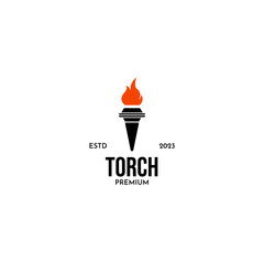 Flat torch logo fire design vector illustration