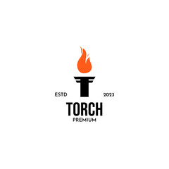Flat torch logo fire design vector illustration