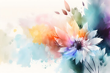 Fototapeta na wymiar Colorful abstract flower illustration with copyspace, Generative AI