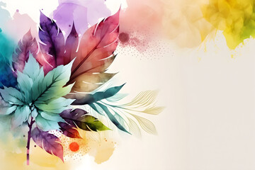 Colorful abstract flower illustration with copyspace, Generative AI