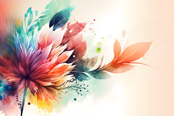 Fototapeta na wymiar Colorful abstract flower illustration with copyspace, Generative AI