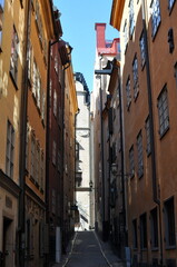 Fototapeta na wymiar Alley within old town in Stockholm