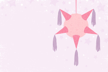 A pink and purple five point piñata, in a cut paper style with textures  © MLWilson