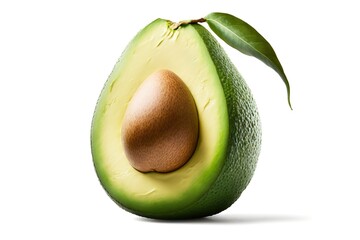 Avocado on white background. Generative AI illustration