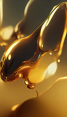 Liquid gold metallic dynamic glossy fluid abstract luxurious background. Generative AI