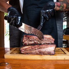 carne de res, brisket, manos