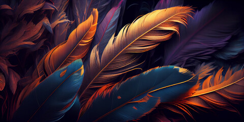 red and yellow feathers,Generative AI