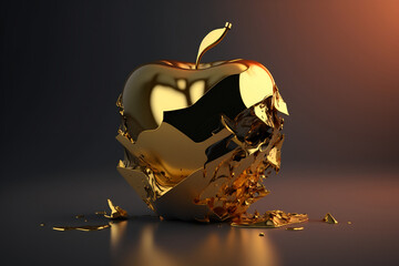 Kuszące  złote jabłko - Tempting golden apple, AI generated - obrazy, fototapety, plakaty