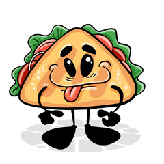 Sandwich. Funnny cartoon character. Vector isolated background