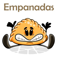 Empanadas. Funnny cartoon character. Vector isolated background