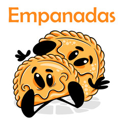 Empanadas. Funnny cartoon character. Vector isolated background