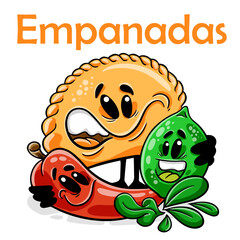 Empanadas. Funnny cartoon character. Vector isolated background