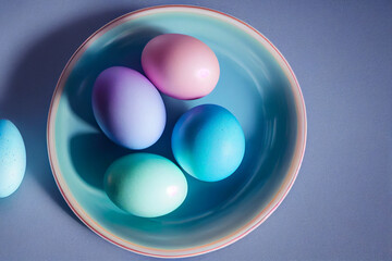 colorful painted eggs for Easter, generative AI