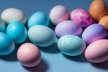 colorful painted eggs for Easter, generative AI