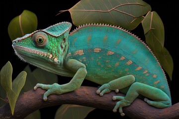 Obraz premium Veiled chameleon (Chamaeleo calyptratus) Yemen chameleon. Generative AI
