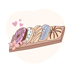 NATIONAL DONUT DAY.glazed sweet donut. Draw funny american kawaii traditional sweet donut vector illustration. American traditional food, cooking, menu concept. Doodle in cartoon style