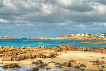 Joli paysage de la côte de granit rose à Landrellec en Bretagne - France
