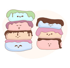 NATIONAL DONUT DAY.glazed sweet donut. Draw funny american kawaii traditional sweet donut vector illustration. American traditional food, cooking, menu concept. Doodle in cartoon style