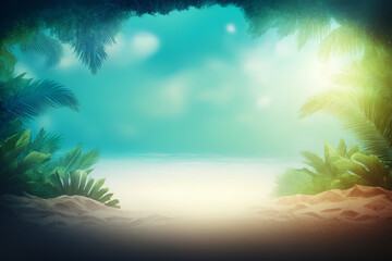Fototapeta na wymiar Summer tropical background. Illustration AI Generative