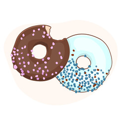 NATIONAL DONUT DAY.glazed sweet donut. Draw funny american kawaii traditional sweet donut vector illustration. American traditional food, cooking, menu concept. Doodle in cartoon style