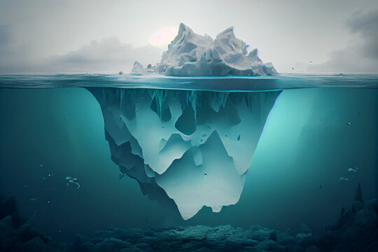 Iceberg, underwater and above water view.