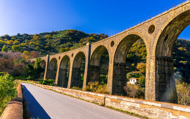 bridge with big arc and columns it traditional italian vintage style of architecture with...