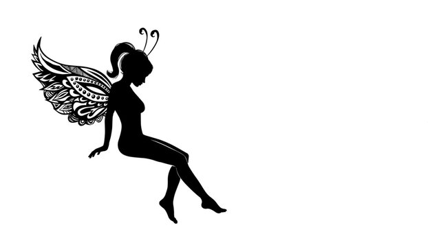 Butterfly fairy silhouette. Vector illustration