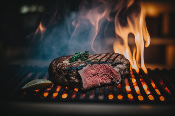 Steak on the grill - obrazy, fototapety, plakaty
