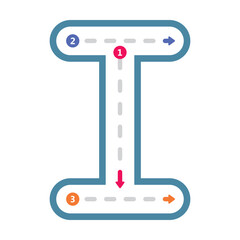 Tracing alphabet letter I uppercase prewriting dotted line element for kindergarten and preschool kids worksheet for handwriting practice activity
