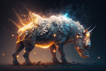Futuristic and Abstract Rhino, Made by AI, AI generated, Artificial intelligence
