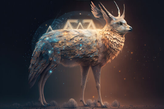 Futuristic and Abstract Deer, Made by AI, AI generated, Artificial intelligence