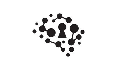 Fototapeta na wymiar neuron connection logo design, Human brain icon innovation intelligence vector illustration.