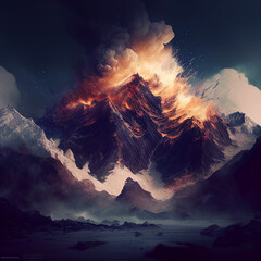 day of judgement, mountains crashing down - generative ai