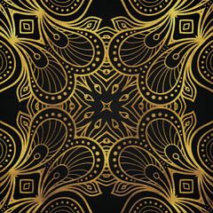 Golden abstract mandala luxury style pattern design