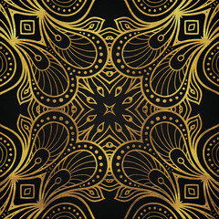 Golden abstract mandala luxury style pattern design