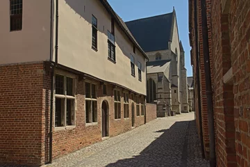 Deurstickers Medieval houses in Groot Begijnhof beguinage, UNESCO world heritage site in  Leuven, Flanders, Belgium © Kristof Lauwers