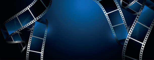 sfondo, cinema, pellicola cinema su sfondo blu - 578814325
