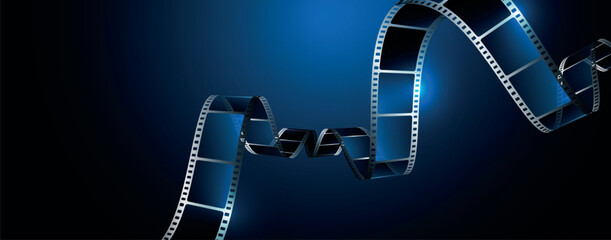 sfondo, cinema, pellicola cinema su sfondo blu