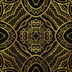 Golden abstract mandala luxury style pattern design