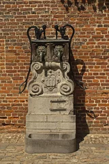 Deurstickers Old water pump decorated with sculpted faces and decorations, detail of Groot Begijnhof beguinage in Leuven, Flanders, Belgium  © Kristof Lauwers