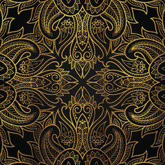 Golden abstract mandala luxury style pattern design