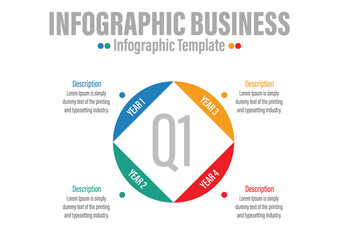 4 Steps modern Timeline diagram calendar with Yearly workflow and circles , presentation vector infographic. Infographic template for business.